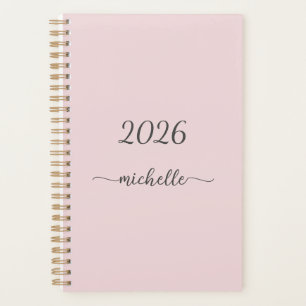Agenda Nombre con monograma en rosa polvoriento minimalis