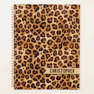Agenda Nombre de añadir de impresión de leopardo de tex
