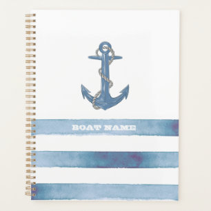 Agenda Nombre de Barco Náutico,Ancla,Cuerda,Franjas Azul 