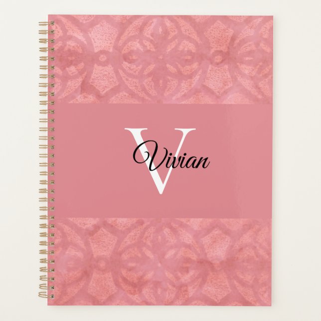 Agenda Nombre de Batik Rosado Ruddy Monogramado (Anverso)