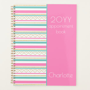 Agenda Nombre de corazón del libro de citas rosado 2023 P