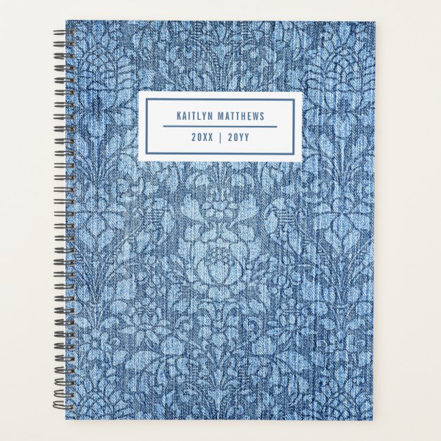 Agenda Nombre de Denim de Damasco Bleached Rustic (Anverso)