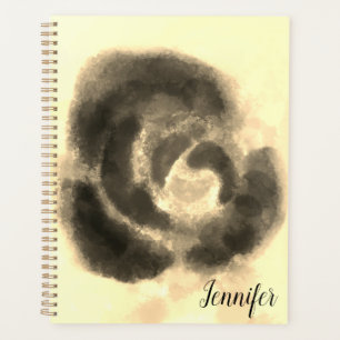 Agenda Nombre de firma personalizado Floral acuarela dora