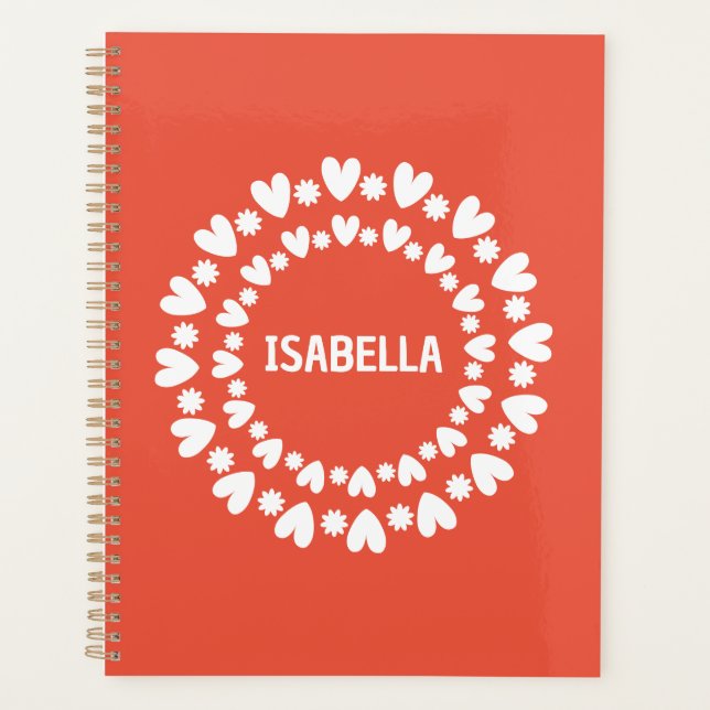 Agenda Nombre De Flores Y Corazones (Anverso)