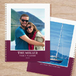Agenda Nombre de foto personalizado Plum Modern<br><div class="desc">¡Crea tu propio planificador de año fotográfico! Una plantilla elegante personalizada con dos fotografías favoritas, tu nombre, el año y un título o lema personal. ¡Los planificadores personalizados hacen regalos maravillosos para la familia y los amigos, y son una gran manera de mantener a todos organizados! Colores impresos: ciruela rosa-púrpura...</div>
