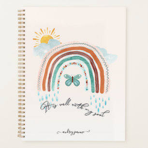 Agenda Nombre de guión silenciado de color arcoiris boho