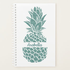 Agenda Nombre de la piña del Purpurina Verde azulado Girl