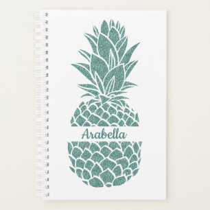 Agenda Nombre de la piña del Purpurina Verde azulado Girl