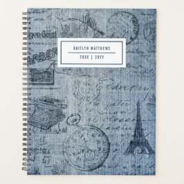 Agenda Nombre de la torre de Denim Eiffel Vintage