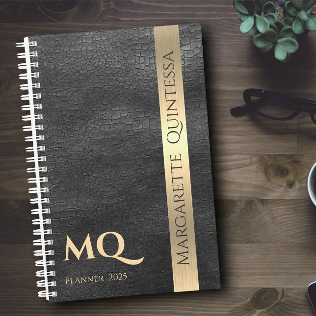 Agenda Nombre de las iniciales monogramadas de oro de cue (Subido por el creador)