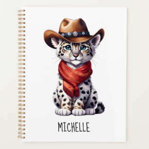 Agenda Nombre de Leopardo de la Nieve de Cowboy Cute