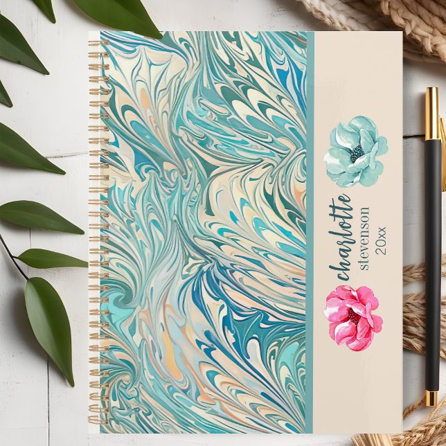 Agenda Nombre de moda Geode Verde azulado personalizado (Subido por el creador)