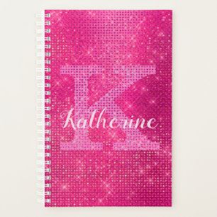 Agenda Nombre de Monograma de Glam Sparkle de Diamante Ro