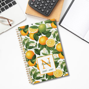 Agenda Nombre de monograma de naranjas botánicas elegante