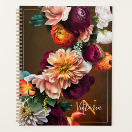 Agenda Nombre de monograma elegante floral botánico rústi