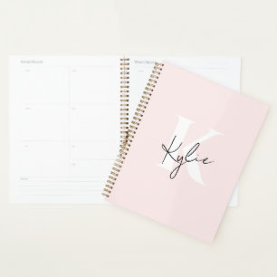 Agenda Nombre de monograma personalizado del Rosa de Rubo