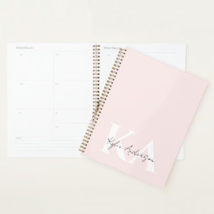 Agenda Nombre de monograma personalizado del Rosa de Rubo