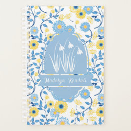 Agenda Nombre de monograma personalizado pintado de azul 