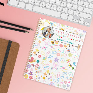 Agenda Nombre de niño personalizado y foto Arcoíris color