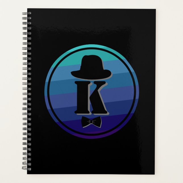 Agenda Nombre De Ombre Azul Monograma Inicial Para Hombre (Anverso)