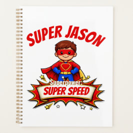 Agenda Nombre de superhéroe personalizado para niños y su