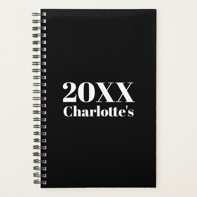 Agenda Nombre del año del personalizado blanco minimalist (Anverso)