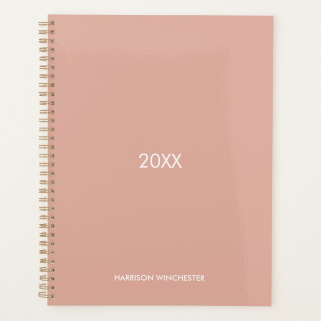 Agenda Nombre del año del personalizado rosa polvoriento  (Anverso)