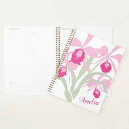 Agenda Nombre del arte gráfico verde rosa de Orchid cattl