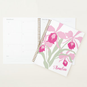 Agenda Nombre del arte gráfico verde rosa de Orchid cattl
