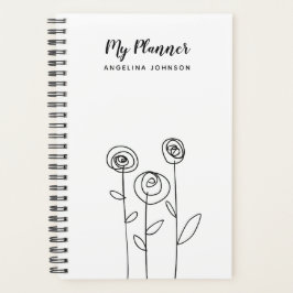 Agenda Nombre del dibujo de flores simples