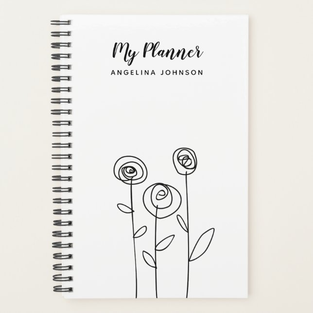 Agenda Nombre del dibujo de flores simples (Anverso)