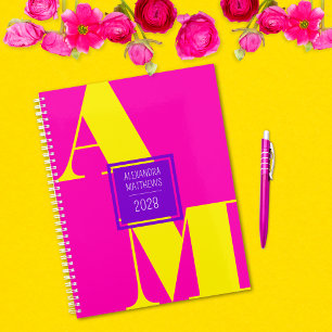 Agenda Nombre del monograma del año Personalizado amarill