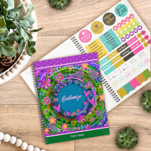 Agenda Nombre del Personalizable floral del corazón rosad