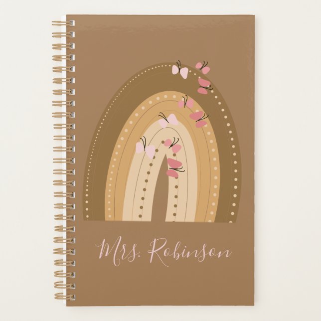 Agenda Nombre del profesor de guión de mariposas arcoiris (Anverso)