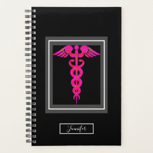 Agenda Nombre del símbolo del Caduceus rosa negro para en