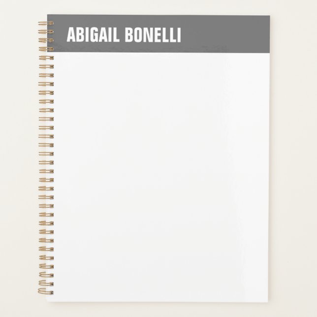 Agenda Nombre en negrita minimalista profesional moda gri (Anverso)
