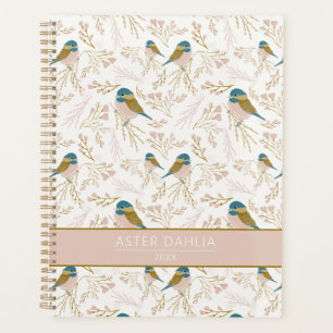 Agenda Nombre floral de ave dorada cúbica