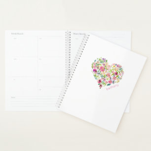 Agenda NOMBRE floral del corazón color rosa arte amor