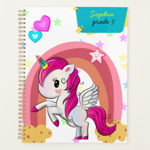 Agenda nombre mágico de los niños del unicornio arcoiris