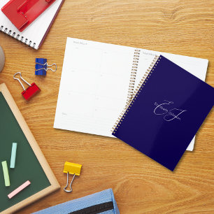 Agenda nombre minimalista clásico azul y blanco personali