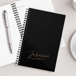 Agenda Nombre moderno de guión femenino de oro negro