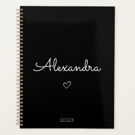 Agenda Nombre moderno minimalista en blanco y negro