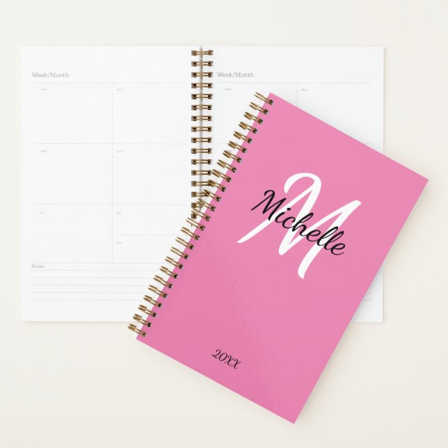 Agenda Nombre monogramado de color rosa crudo + inicial (Demostración)