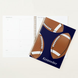 Agenda Nombre Monogramado Marina de Fútbol Azul