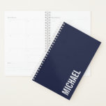 Agenda Nombre personal Minimalista moderno azul marino<br><div class="desc">Diseño Minimalista moderno con un nombre personalizado en negrita moderna en blanco sans serif estilo de fuente sobre fondo azul marino.</div>