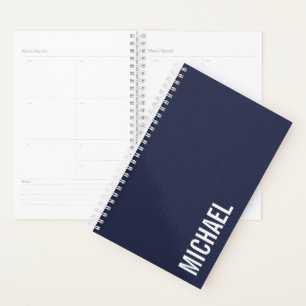 Agenda Nombre personal Minimalista moderno azul marino
