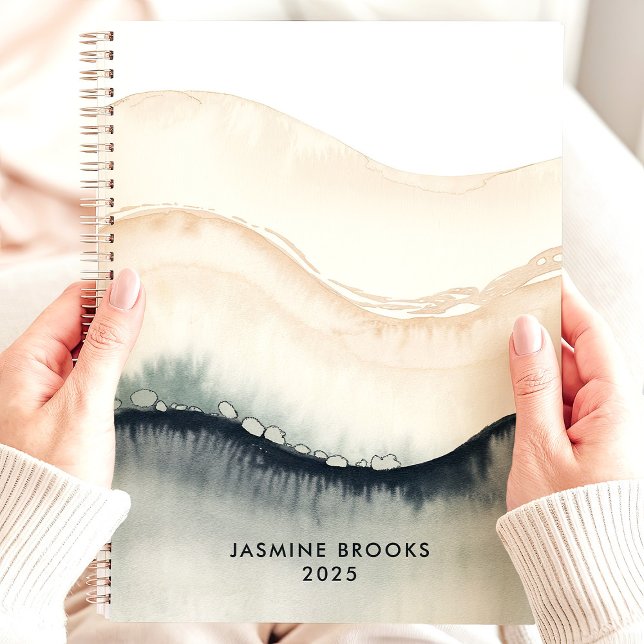 Agenda Nombre personalizado Abstract Watercolor Waves 202 (Subido por el creador)