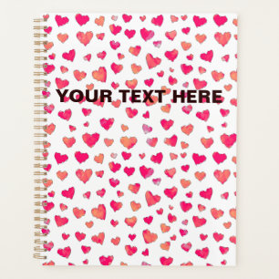 Agenda Nombre personalizado acuarela Corazones de arte