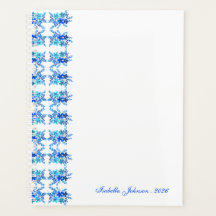 Nombre personalizado acuarela floral azul