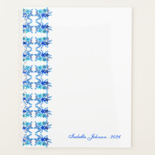 Agenda Nombre personalizado acuarela floral azul
